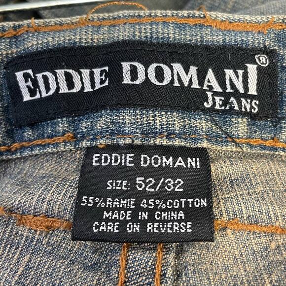 Eddie Domani Mens Jeans 52 / 32 Distressed Weathered Cotton Blend Denim Jeans - Picture 5 of 6
